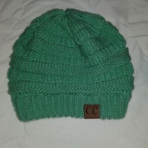 mint green cc beanie